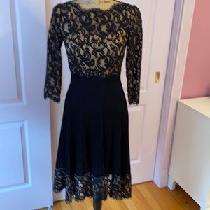 Tadashi Black Knit & Lace Cocktail Dress Size 4
